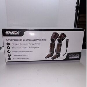 CINCOM Air Compression Leg Massager OS Black Heat Therapy CM-080A Full Leg Wrap